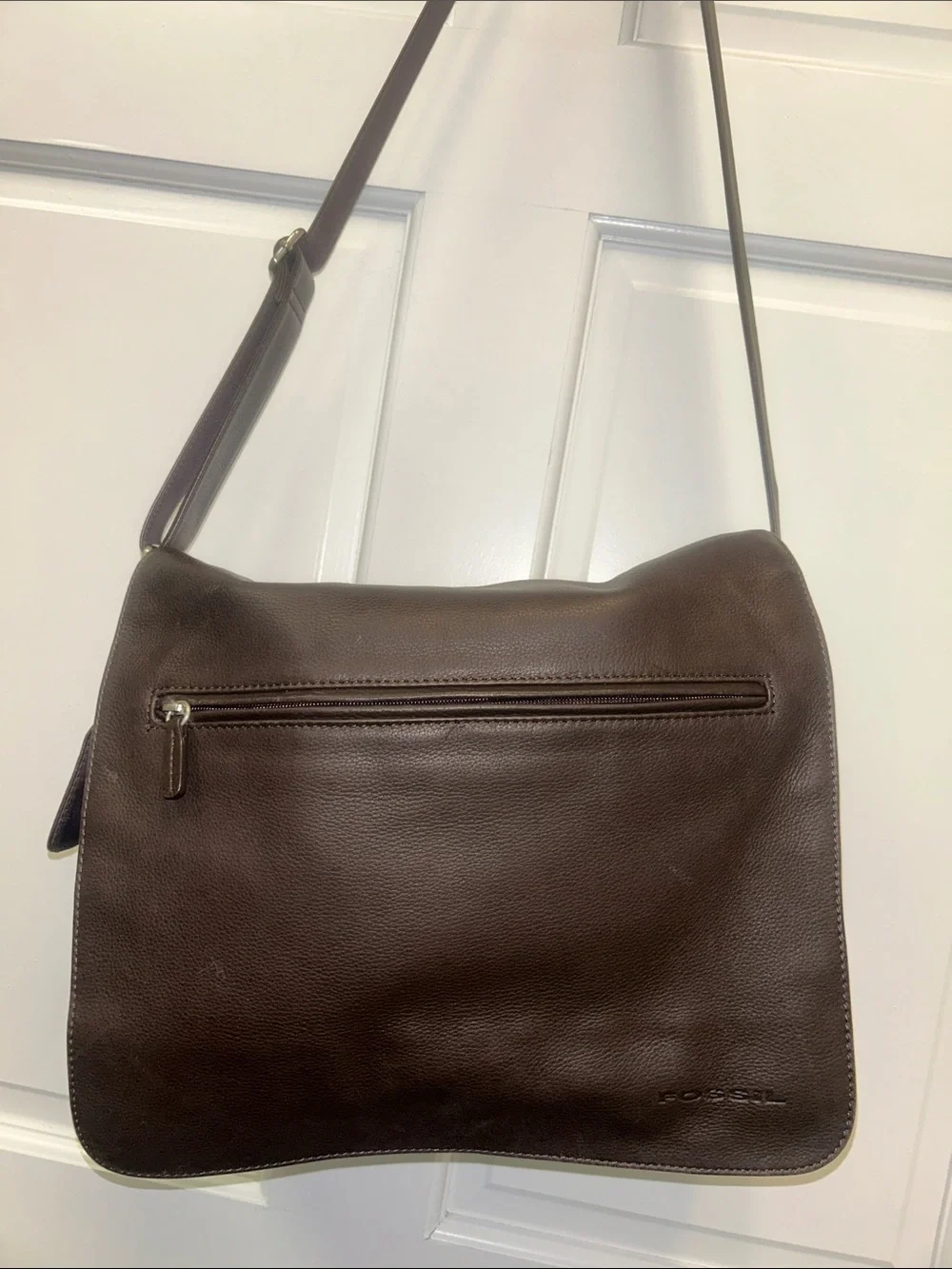 Fossil Pebbled Leather and Nylon ZB8843 Unisex Brown Messenger Bag/Work Satchel